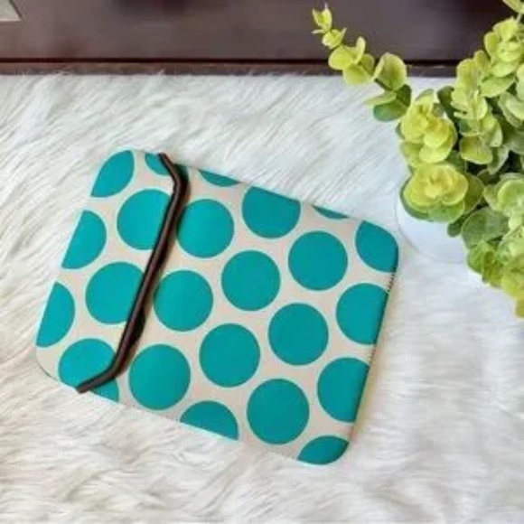Thirty-One Tote-A-Tablet Teal Polka Dot Tablet Sleeve - Picture 1 of 11